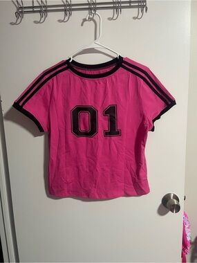 Amazon Hot Pink Short Sleeve Tee with Black Trim